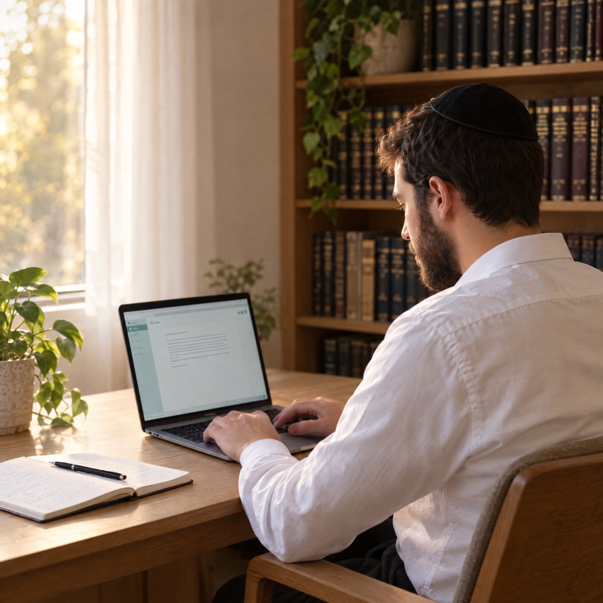Individual working with AI assistance for personal productivity and creativity